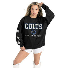 Indianapolis Colts Gameday Couture Women's Velocity Relaxed Rhinestone Pullover Sweatshirt - Black - NFL