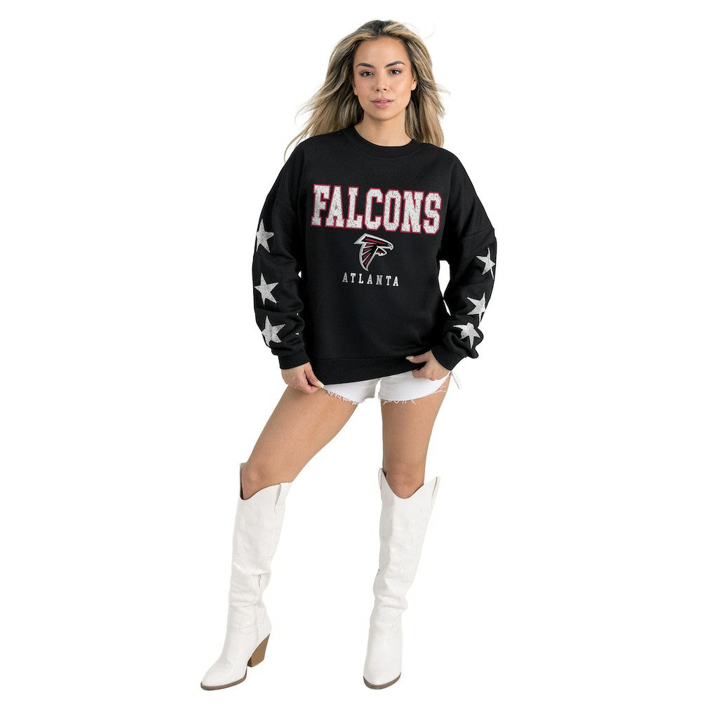 Atlanta Falcons Gameday Couture Women's Velocity Relaxed Rhinestone Pullover Sweatshirt - Black - NFL
