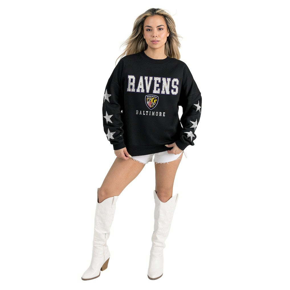 Baltimore Ravens Gameday Couture Women's Velocity Relaxed Rhinestone Pullover Sweatshirt - Black - NFL