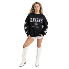 Baltimore Ravens Gameday Couture Women's Velocity Relaxed Rhinestone Pullover Sweatshirt - Black - NFL