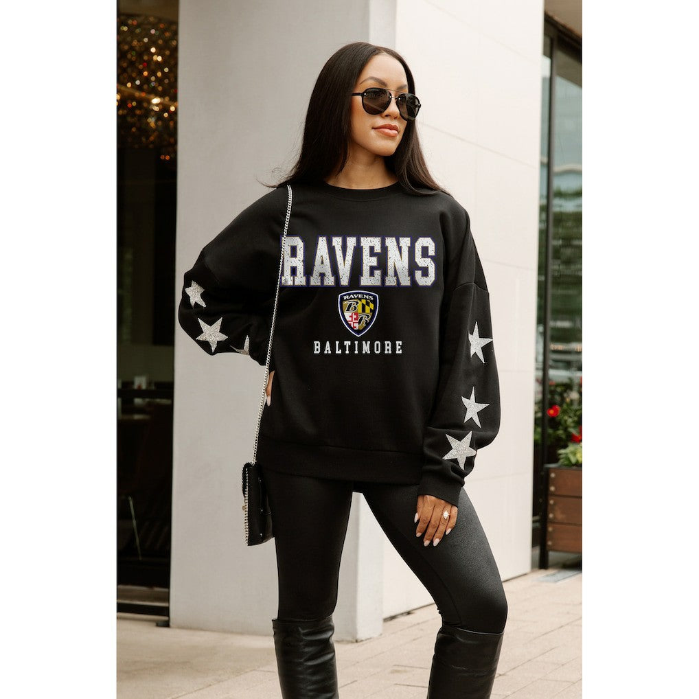 Baltimore Ravens Gameday Couture Women's Velocity Relaxed Rhinestone Pullover Sweatshirt - Black - NFL