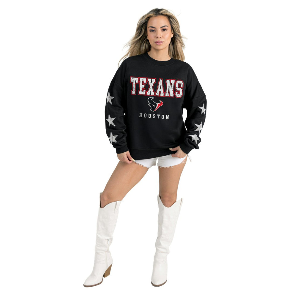 Houston Texans Gameday Couture Women's Velocity Relaxed Rhinestone Pullover Sweatshirt - Black - NFL