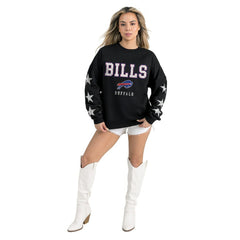 Buffalo Bills Gameday Couture Women's Velocity Relaxed Rhinestone Pullover Sweatshirt - Black - NFL
