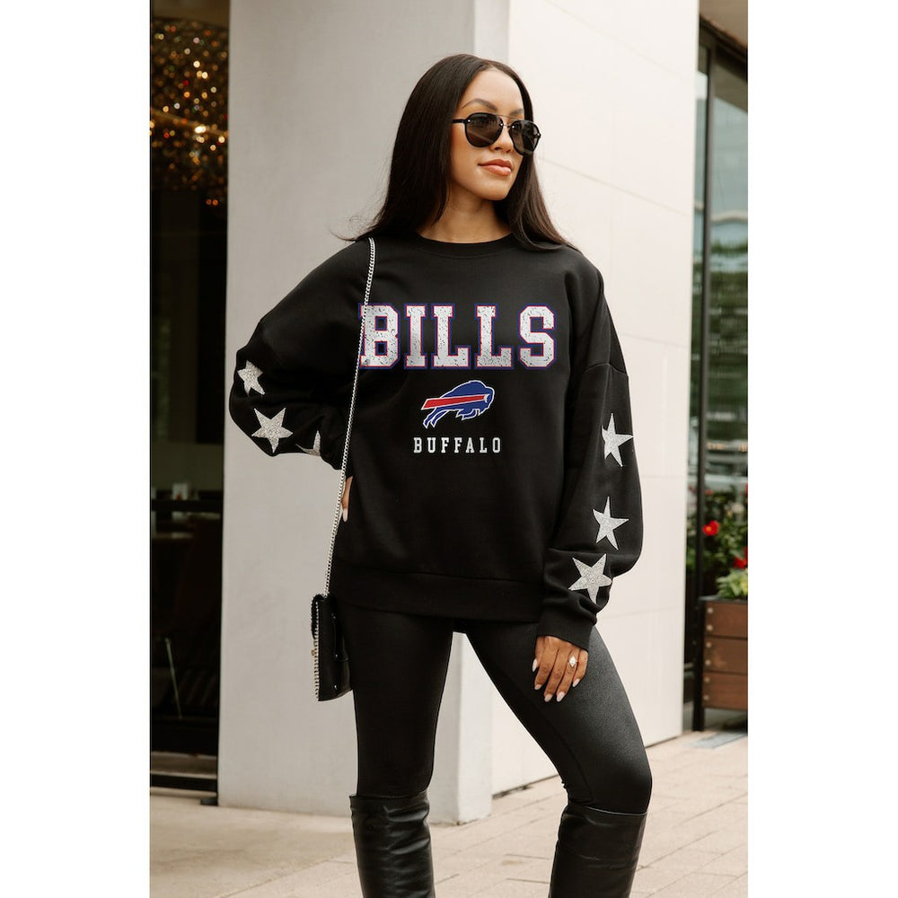 Buffalo Bills Gameday Couture Women's Velocity Relaxed Rhinestone Pullover Sweatshirt - Black - NFL