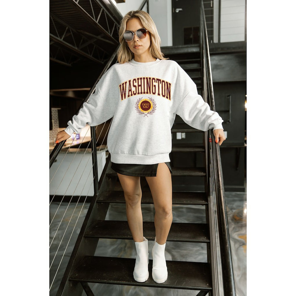 Washington Commanders Gameday Couture Women's Traditional Logo Oversized Premium Fleece Pullover Sweatshirt - Ash - NFL