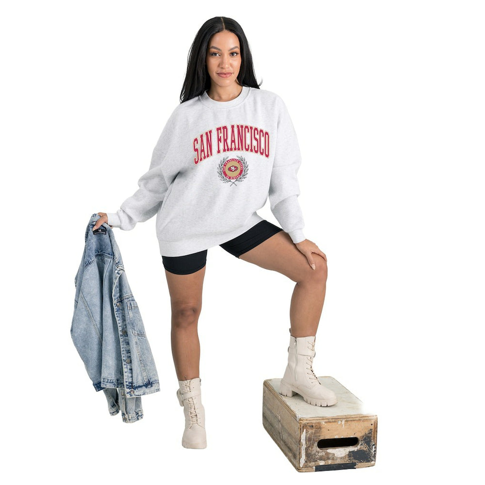 San Francisco 49ers Gameday Couture Women's Traditional Logo Oversized Premium Fleece Pullover Sweatshirt - Ash - NFL