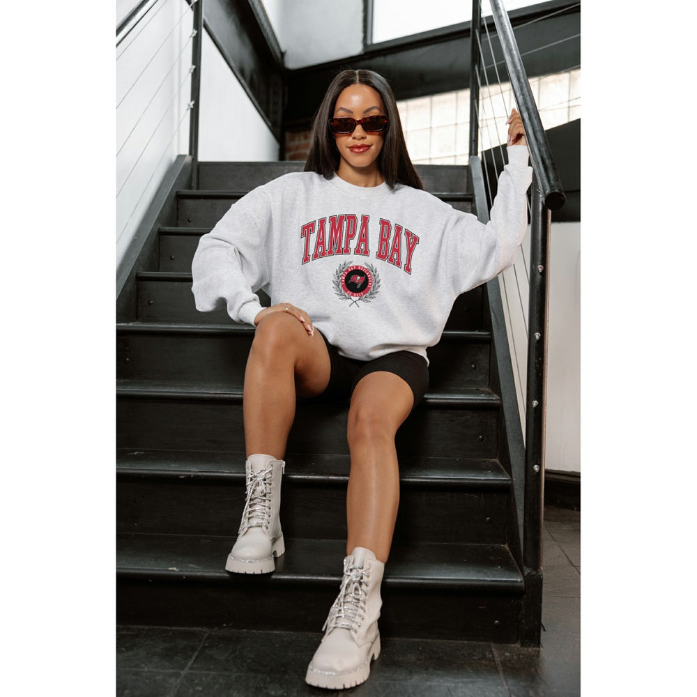Tampa Bay Buccaneers Gameday Couture Women's Traditional Logo Oversized Premium Fleece Pullover Sweatshirt - Ash - NFL