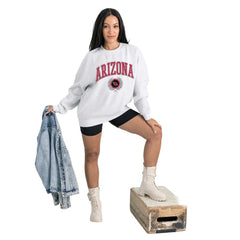 Arizona Cardinals Gameday Couture Women's Traditional Logo Oversized Premium Fleece Pullover Sweatshirt - Ash - NFL