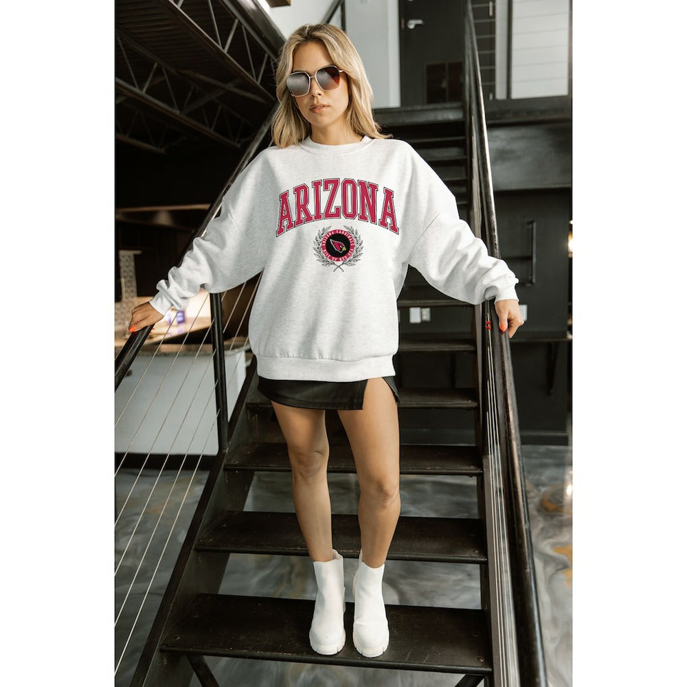Arizona Cardinals Gameday Couture Women's Traditional Logo Oversized Premium Fleece Pullover Sweatshirt - Ash - NFL