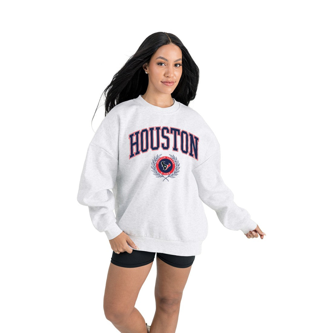 Houston Texans Gameday Couture Women's Traditional Logo Oversized Premium Fleece Pullover Sweatshirt - Ash - NFL