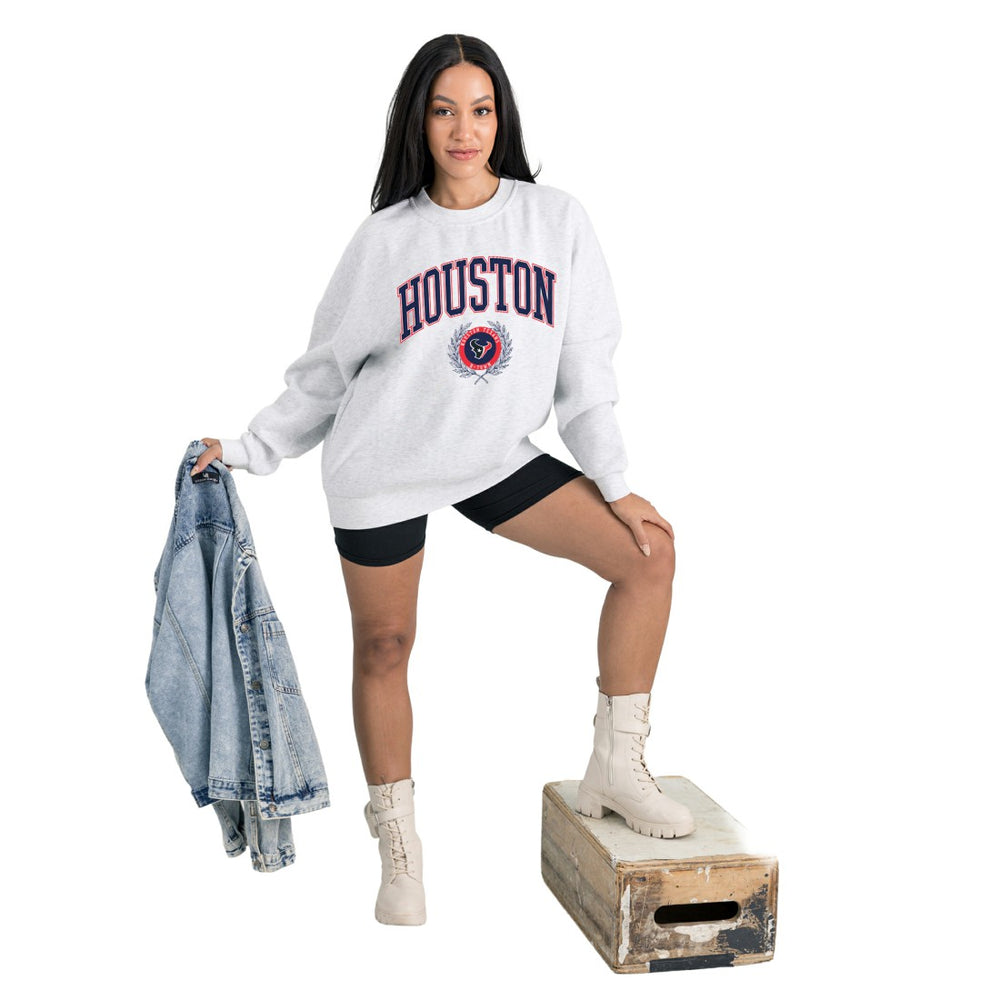 Houston Texans Gameday Couture Women's Traditional Logo Oversized Premium Fleece Pullover Sweatshirt - Ash - NFL