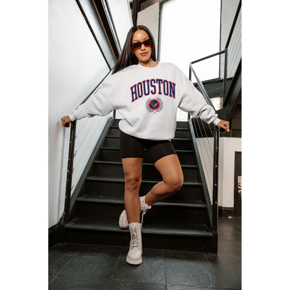 Houston Texans Gameday Couture Women's Traditional Logo Oversized Premium Fleece Pullover Sweatshirt - Ash - NFL