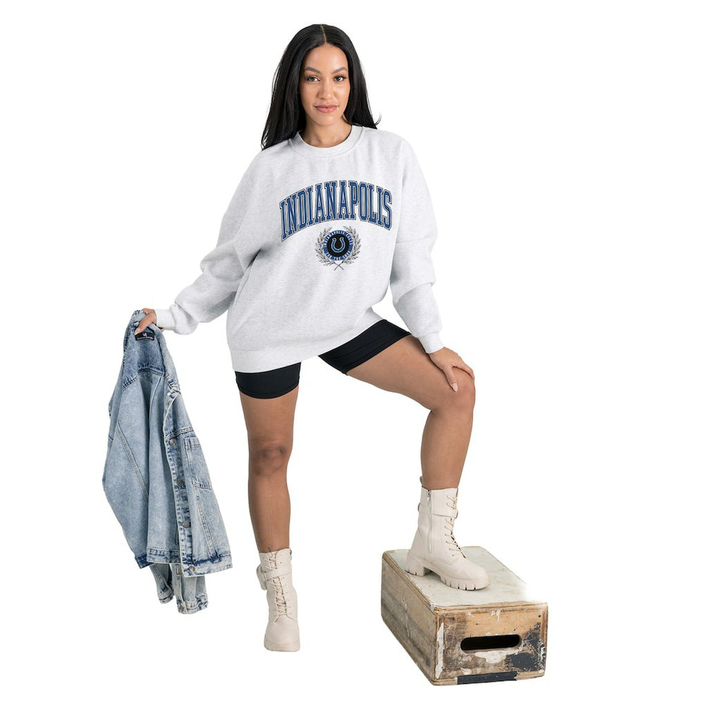 Indianapolis Colts Gameday Couture Women's Traditional Logo Oversized Premium Fleece Pullover Sweatshirt - Ash - NFL