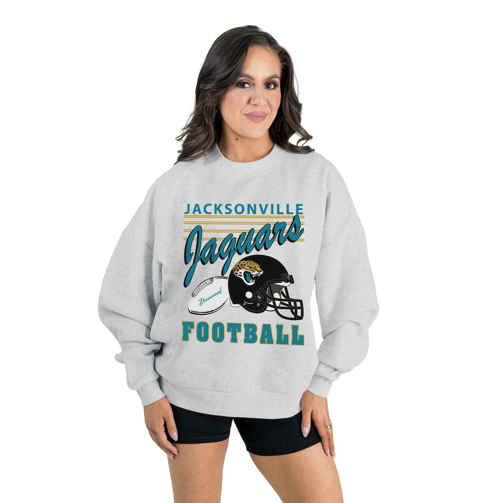 Jacksonville Jaguars Gameday Couture Women's Home Turf Oversized Premium Fleece Pullover Sweatshirt - Ash - NFL