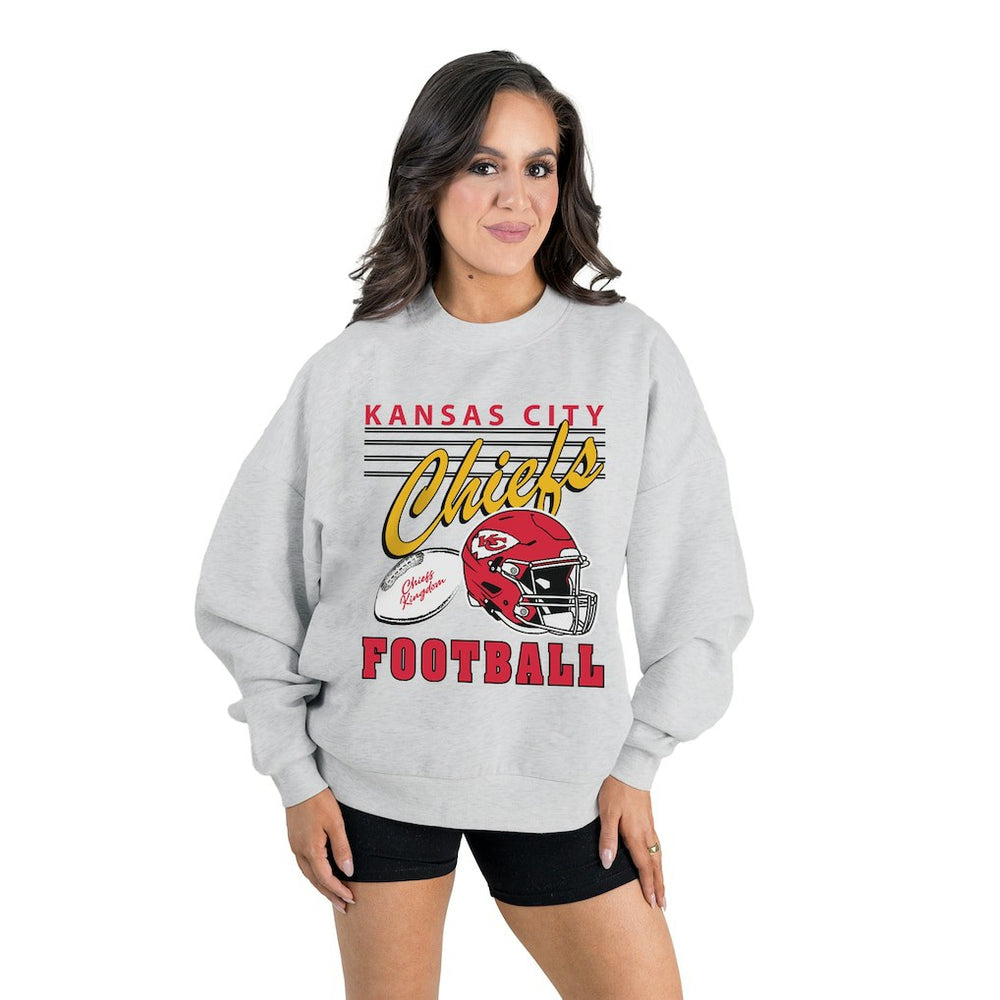 Kansas City Chiefs Gameday Couture Women's Home Turf Oversized Premium Fleece Pullover Sweatshirt - Ash - NFL