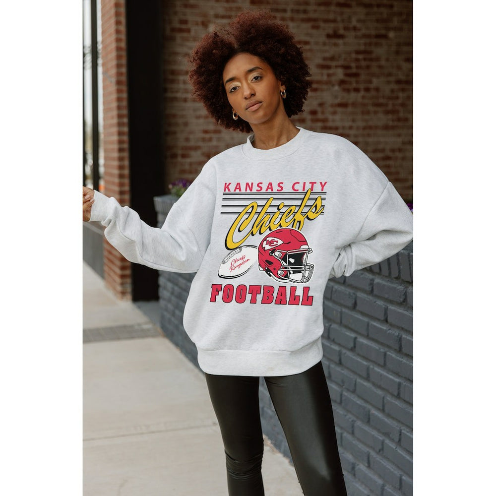 Kansas City Chiefs Gameday Couture Women's Home Turf Oversized Premium Fleece Pullover Sweatshirt - Ash - NFL