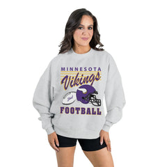Minnesota Vikings Gameday Couture Women's Home Turf Oversized Premium Fleece Pullover Sweatshirt - Ash - NFL