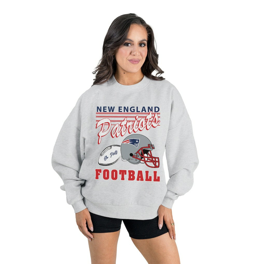 New England Patriots Gameday Couture Women's Home Turf Oversized Premium Fleece Pullover Sweatshirt - Ash - NFL