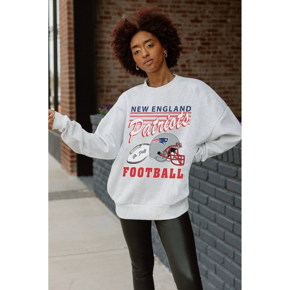 New England Patriots Gameday Couture Women's Home Turf Oversized Premium Fleece Pullover Sweatshirt - Ash - NFL