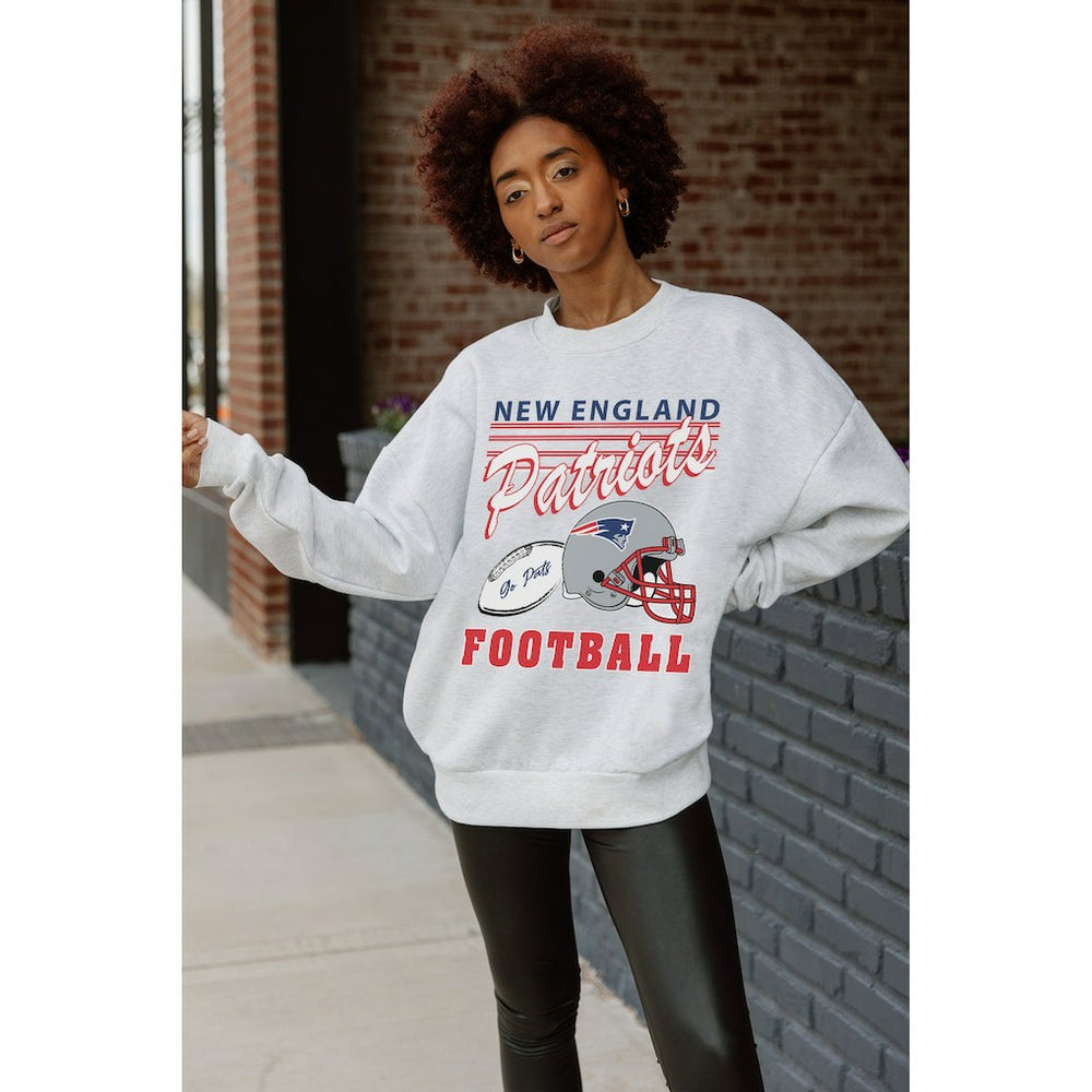 New England Patriots Gameday Couture Women's Home Turf Oversized Premium Fleece Pullover Sweatshirt - Ash - NFL