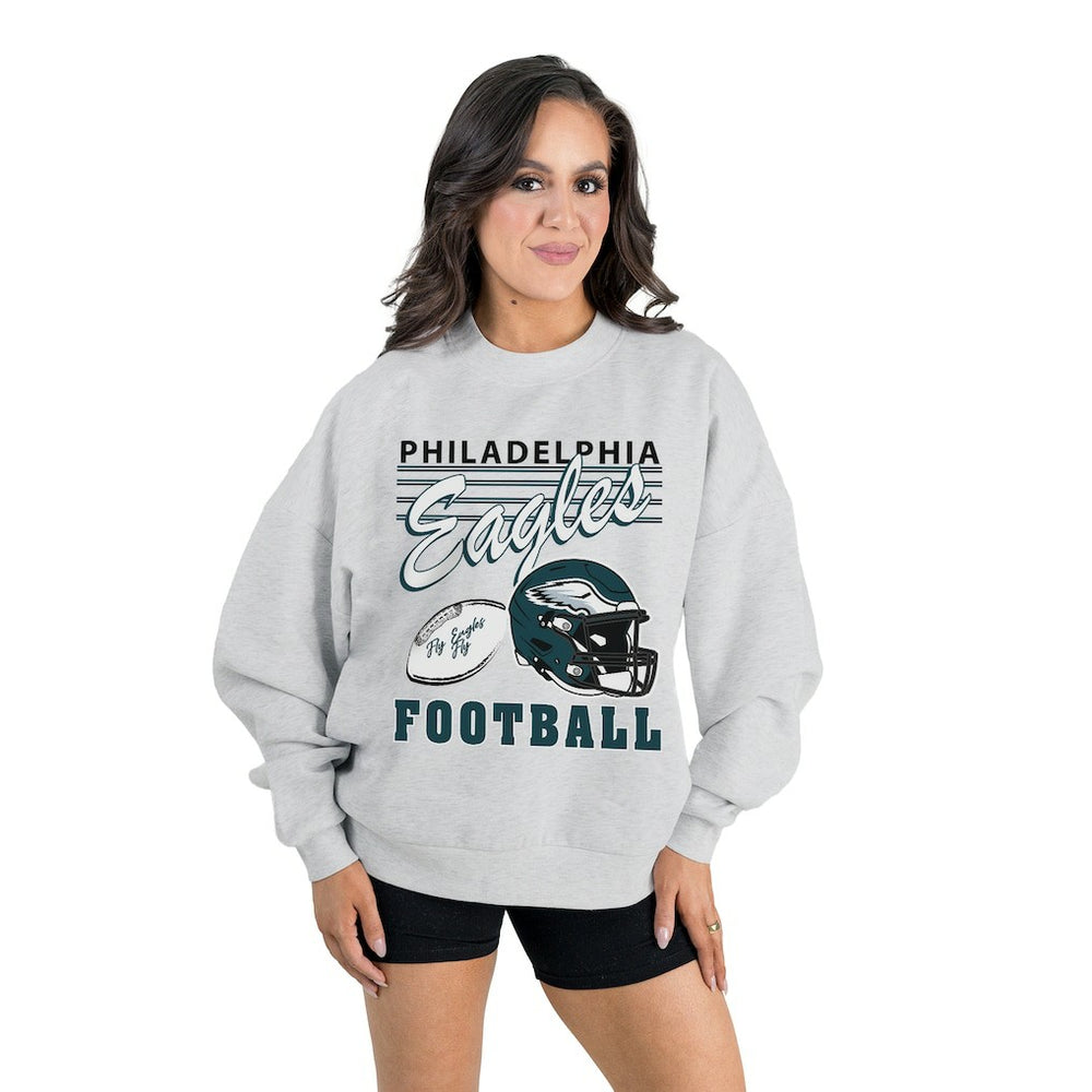 Philadelphia Eagles Gameday Couture Women's Home Turf Oversized Premium Fleece Pullover Sweatshirt - Ash - NFL