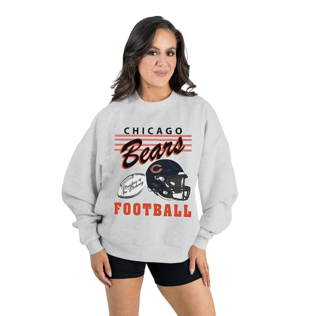 Chicago Bears Gameday Couture Women's Home Turf Oversized Premium Fleece Pullover Sweatshirt - Ash - NFL