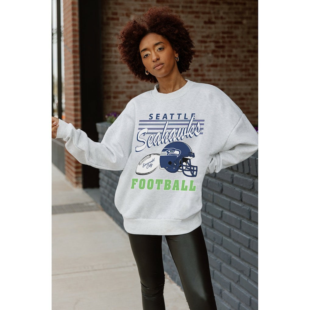 Seattle Seahawks Gameday Couture Women's Home Turf Oversized Premium Fleece Pullover Sweatshirt - Ash - NFL