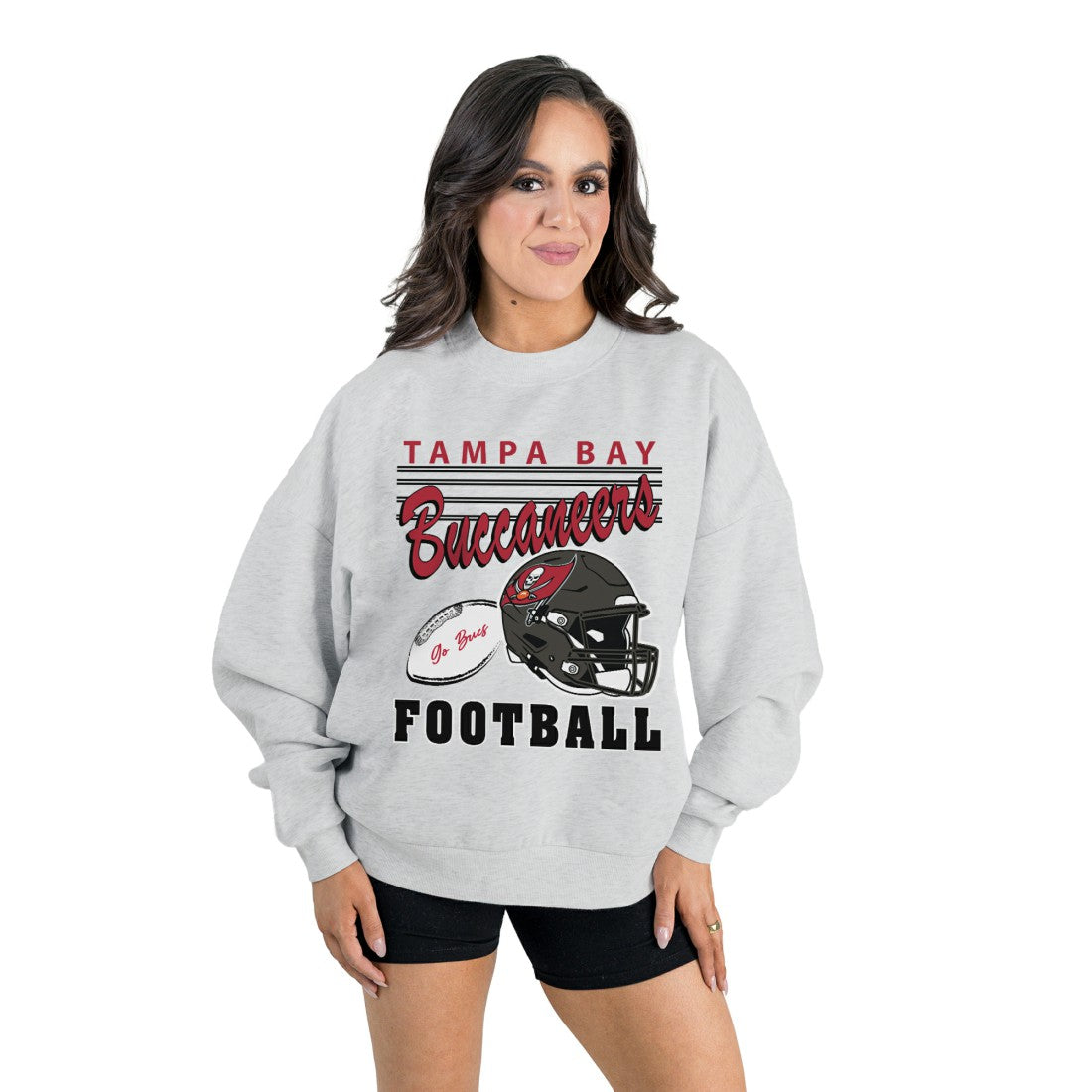 Tampa Bay Buccaneers Gameday Couture Women's Home Turf Oversized Premium Fleece Pullover Sweatshirt - Ash - NFL
