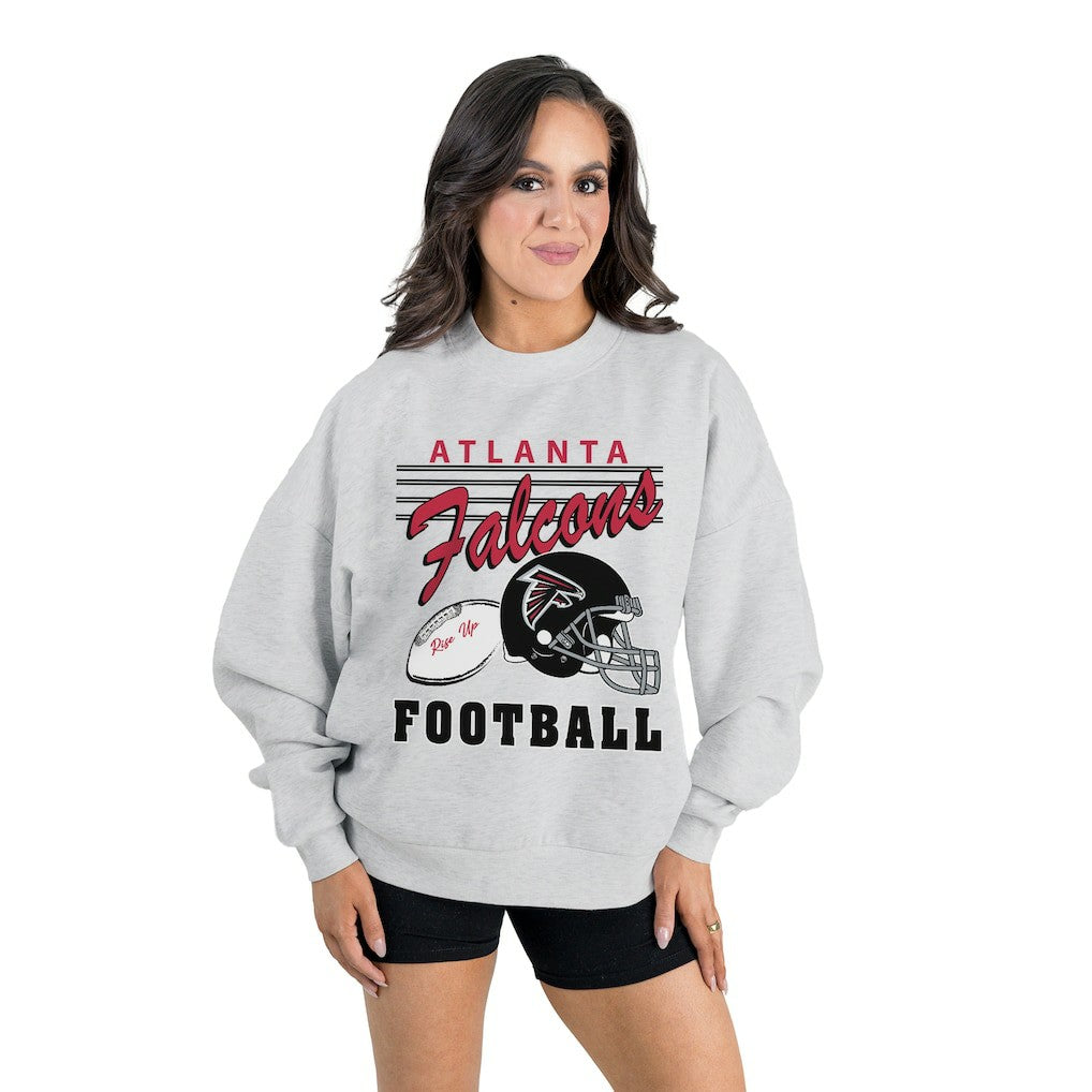 Atlanta Falcons Gameday Couture Women's Home Turf Oversized Premium Fleece Pullover Sweatshirt - Ash - NFL
