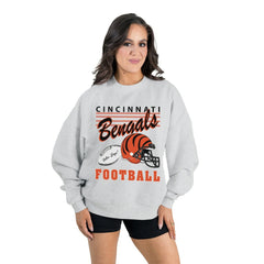 Cincinnati Bengals Gameday Couture Women's Home Turf Oversized Premium Fleece Pullover Sweatshirt - Ash - NFL