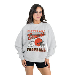 Cleveland Browns Gameday Couture Women's Home Turf Oversized Premium Fleece Pullover Sweatshirt - Ash - NFL