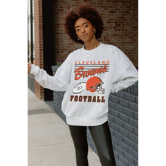 Cleveland Browns Gameday Couture Women's Home Turf Oversized Premium Fleece Pullover Sweatshirt - Ash - NFL