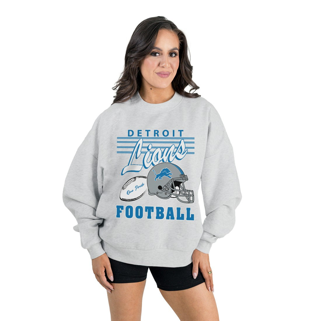Detroit Lions Gameday Couture Women's Home Turf Oversized Premium Fleece Pullover Sweatshirt - Ash - NFL