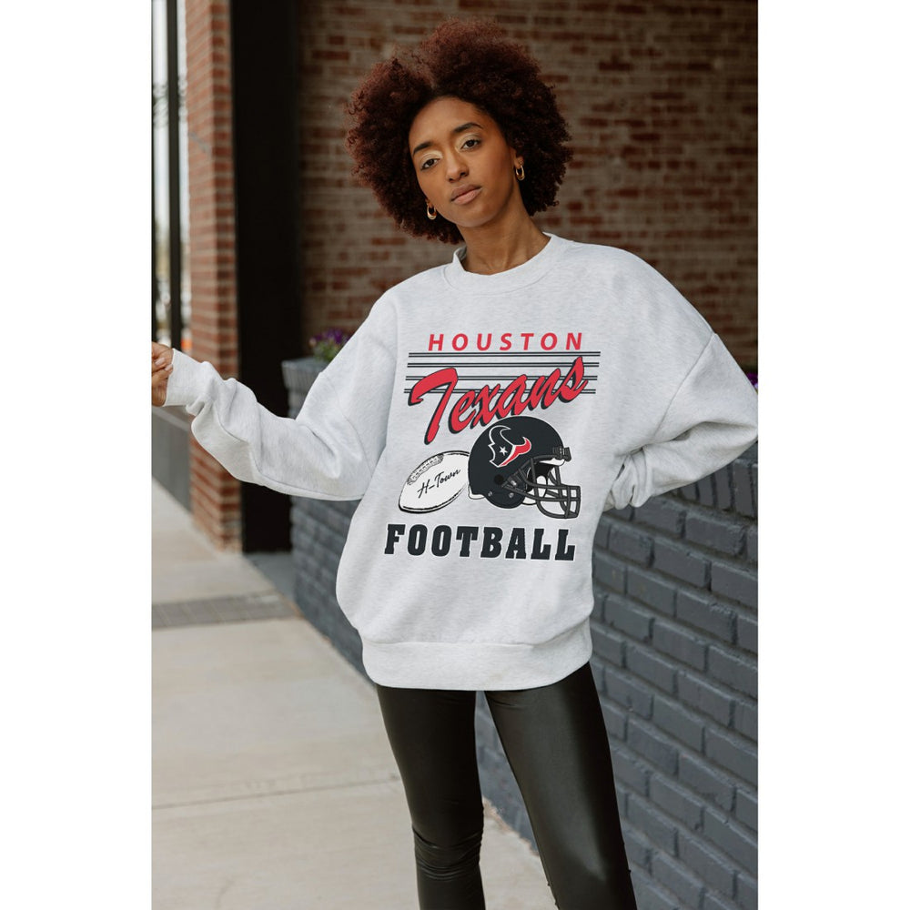 Houston Texans Gameday Couture Women's Home Turf Oversized Premium Fleece Pullover Sweatshirt - Ash - NFL