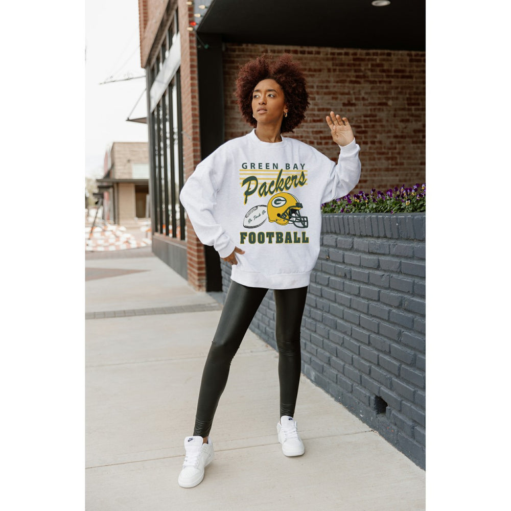Green Bay Packers Gameday Couture Women's Home Turf Oversized Premium Fleece Pullover Sweatshirt - Ash - NFL