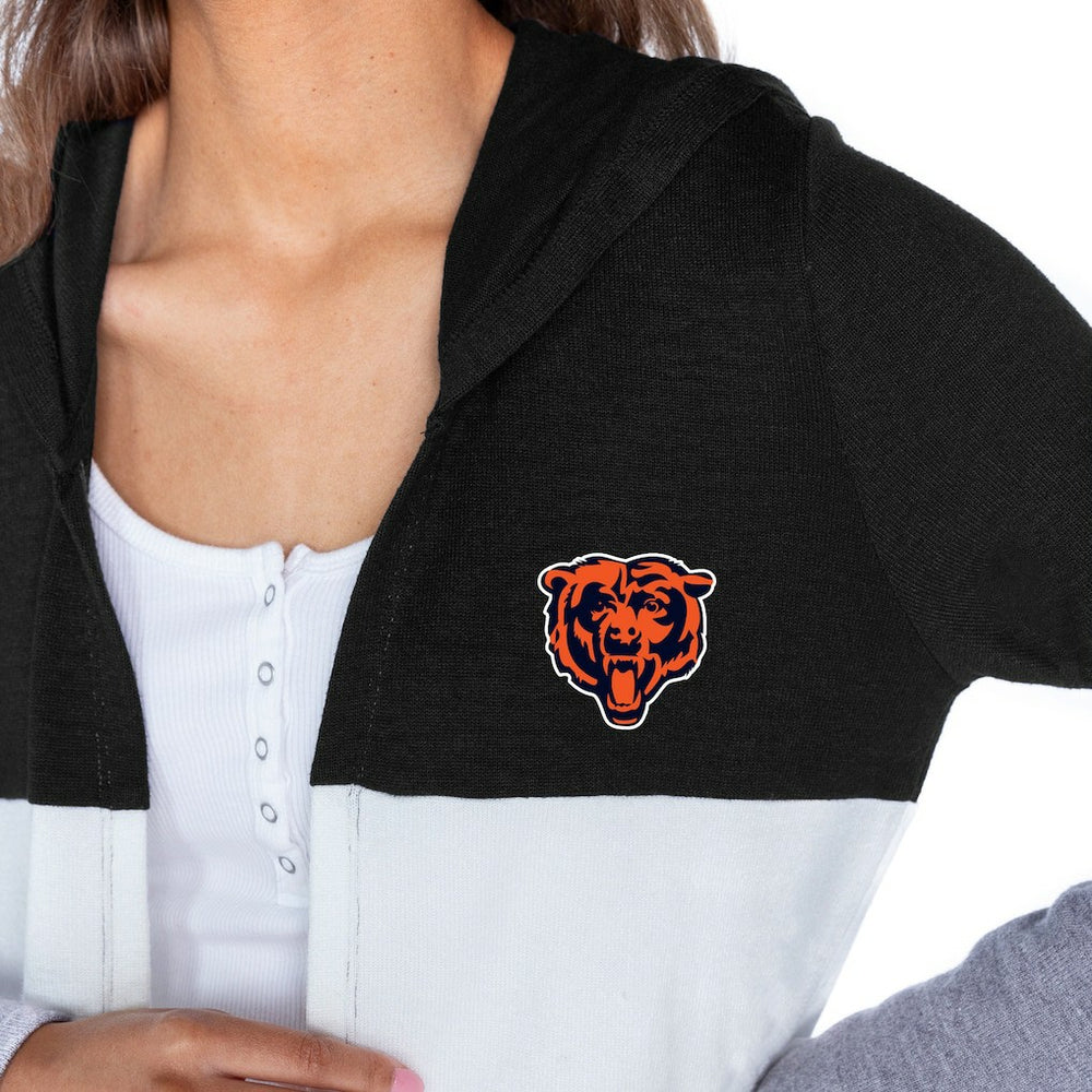 Chicago Bears Gameday Couture Women's Tri-Blend Color Block Lightweight Cardigan Hoodie - Black - NFL