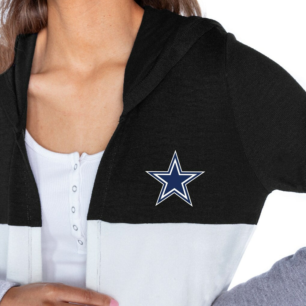 Dallas Cowboys Gameday Couture Women's Tri-Blend Color Block Lightweight Cardigan Hoodie - Black - NFL