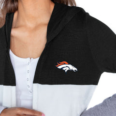 Denver Broncos Gameday Couture Women's Tri-Blend Color Block Lightweight Cardigan Hoodie - Black - NFL