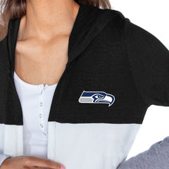 Seattle Seahawks Gameday Couture Women's Tri-Blend Color Block Lightweight Cardigan Hoodie - Black - NFL
