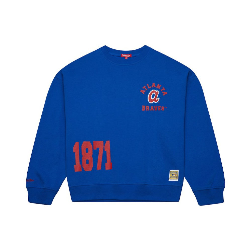 Atlanta Braves Mitchell & Ness Women's Cooperstown Collection Crewneck Sweatshirt Sale