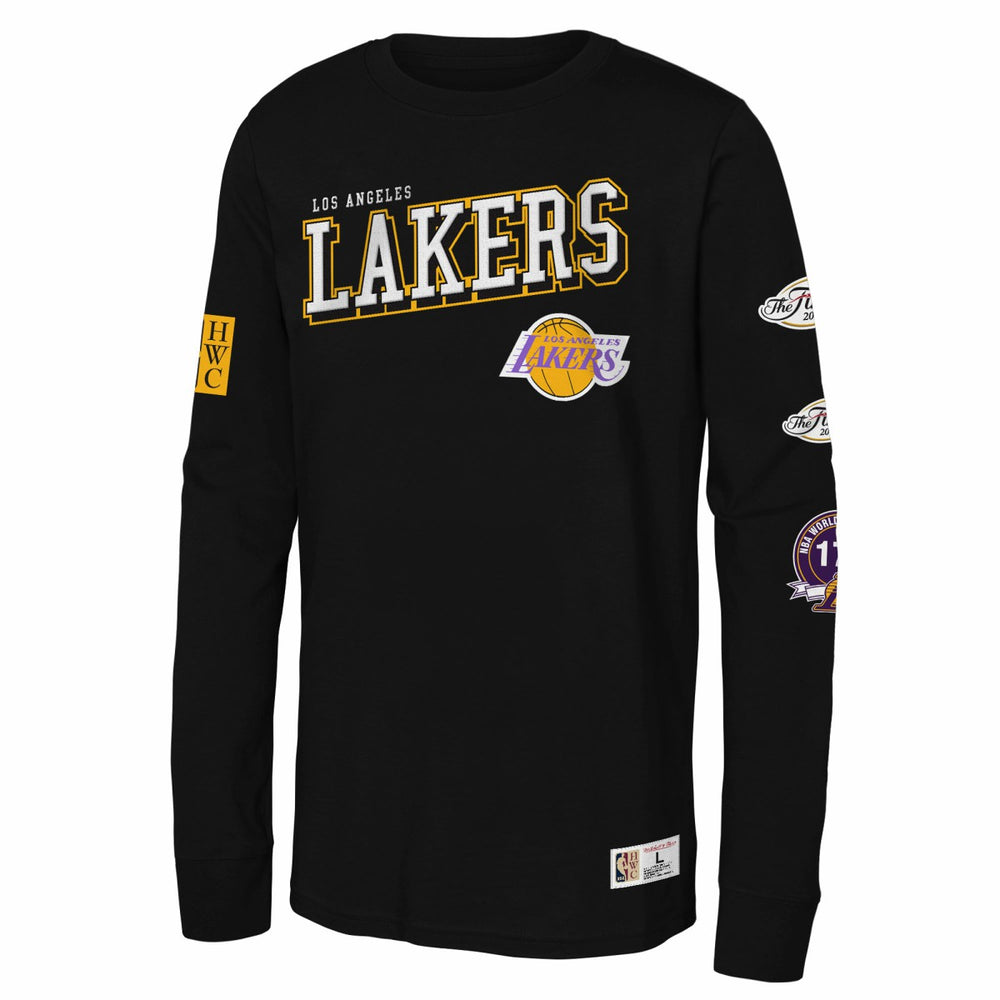 Mitchell & Ness Los Angeles Lakers Youth Hardwood Classics Training Camp Long Sleeve T-Shirt Black