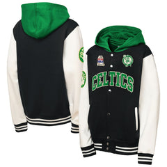 Mitchell & Ness Boston Celtics Youth Hardwood Classics Courtside Fleece Full-Snap Hoodie Jacket Black