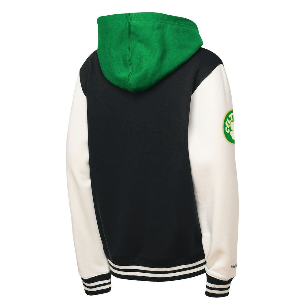 Mitchell & Ness Boston Celtics Youth Hardwood Classics Courtside Fleece Full-Snap Hoodie Jacket Black