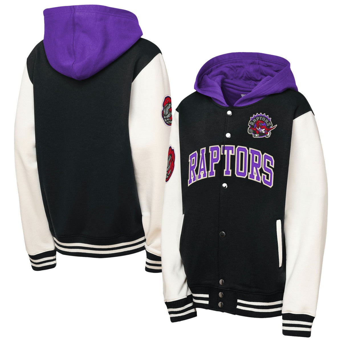 Mitchell & Ness Toronto Raptors Youth Hardwood Classics Courtside Fleece Full-Snap Hooded Jacket Black