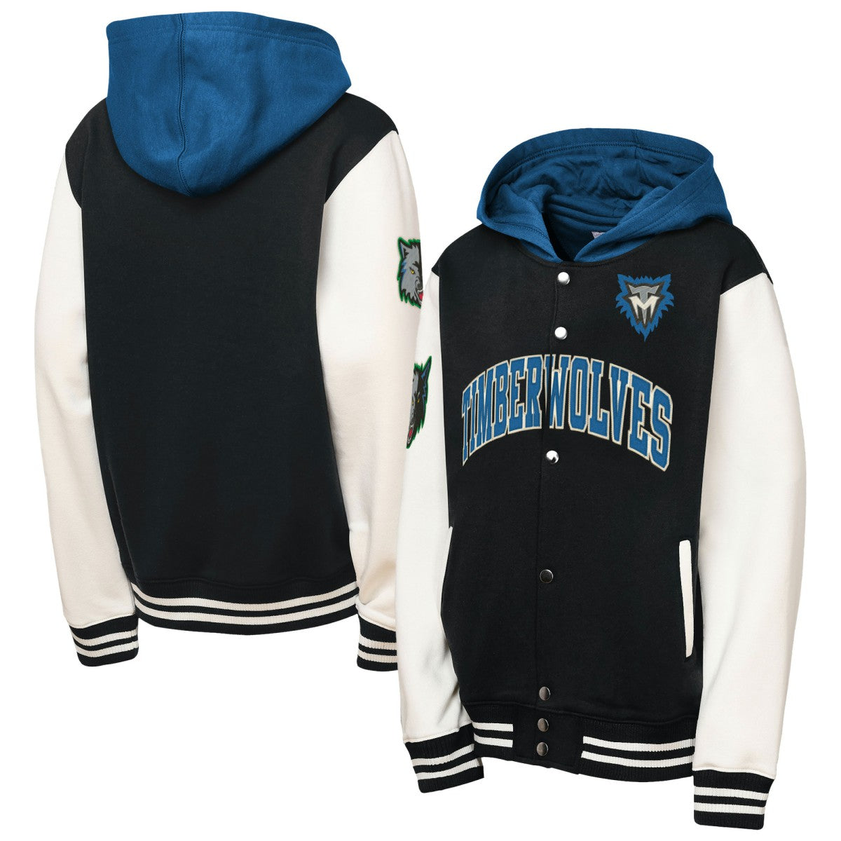 Mitchell & Ness Minnesota Timberwolves Youth Hardwood Classics Courtside Fleece Full-Snap Hooded Jacket Black