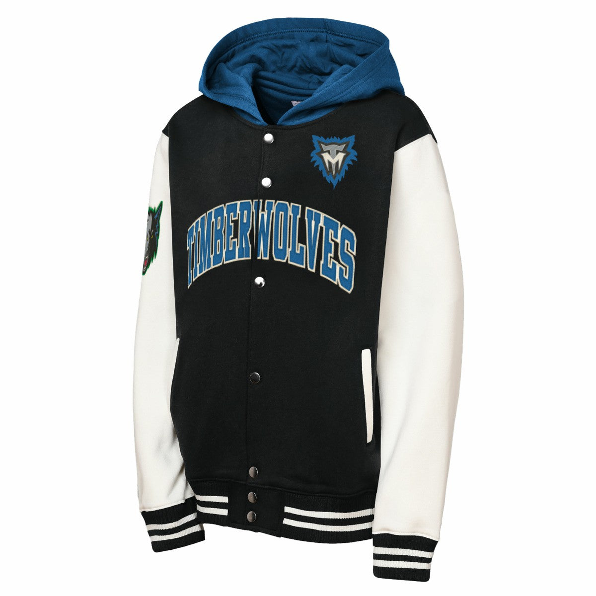 Mitchell & Ness Minnesota Timberwolves Youth Hardwood Classics Courtside Fleece Full-Snap Hooded Jacket Black