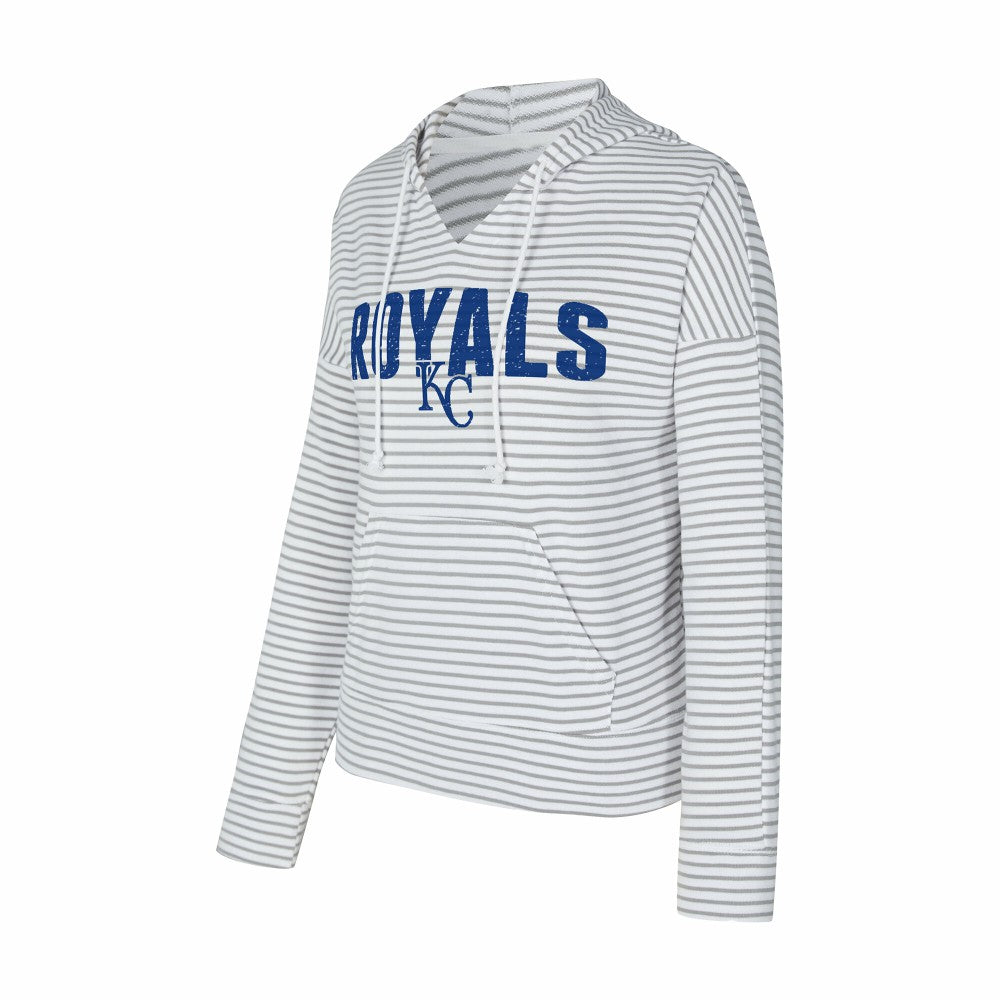Kansas City Royals Concepts Sport Women's Liftoff Striped V-Neck Hoodie Online