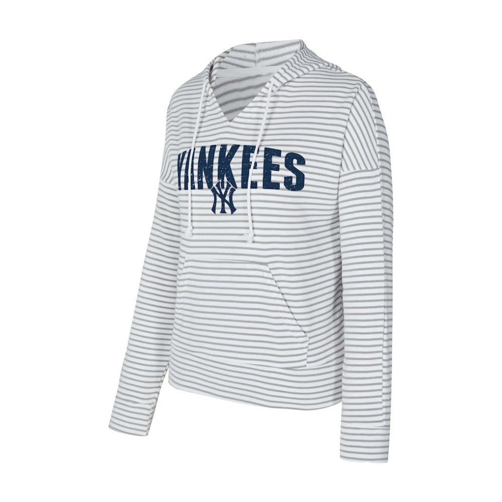 New York Yankees Concepts Sport Women's Liftoff Striped V-Neck Hoodie Sale