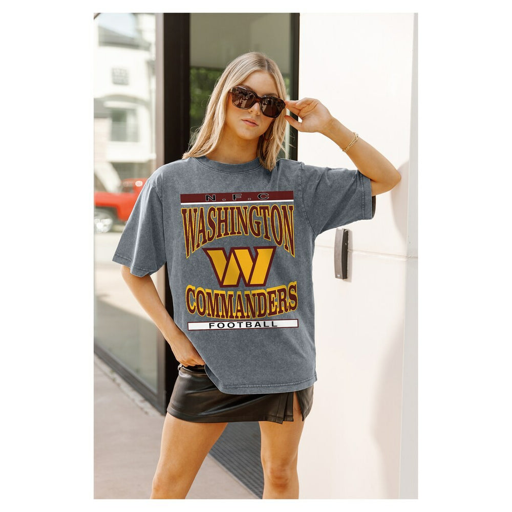Washington Commanders Gameday Couture Women's Oversized Classic Grind Washed T-Shirt - Gray - NFL