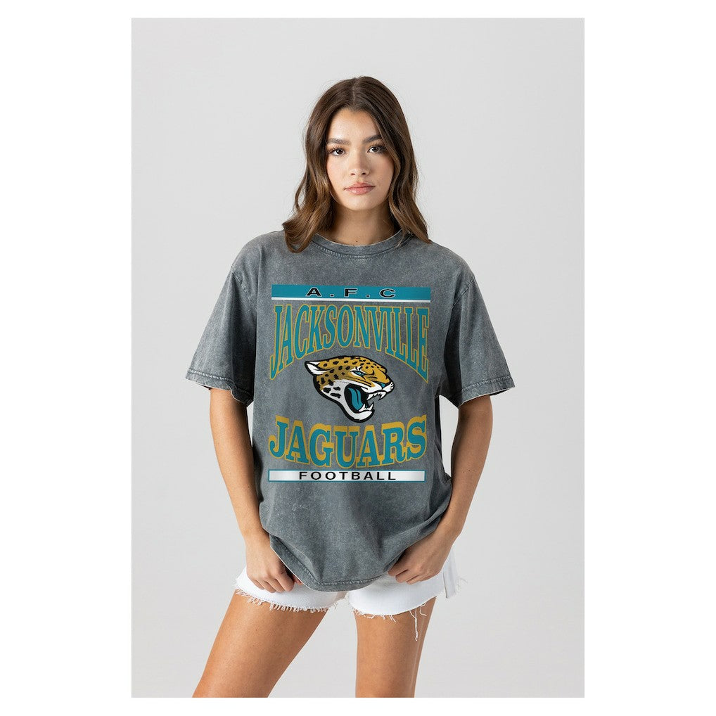 Jacksonville Jaguars Gameday Couture Women's Oversized Classic Grind Washed T-Shirt - Gray - NFL